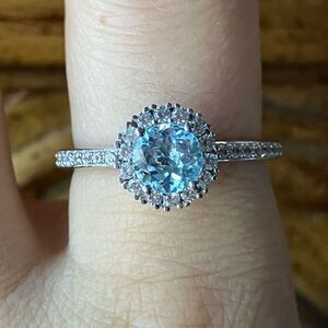 Sky Blue Topaz Sterling Silver Spinner Ring Size 9
